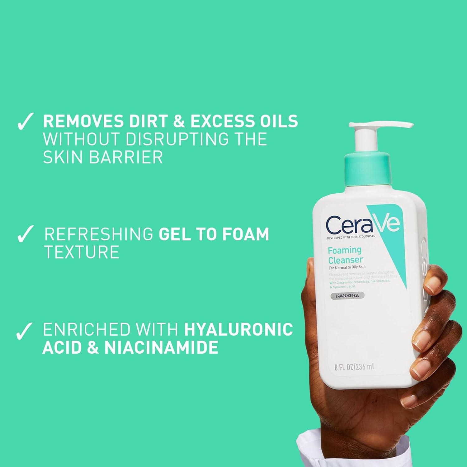 CeraVe Foaming Facial Cleanser – 236ml - Image 3